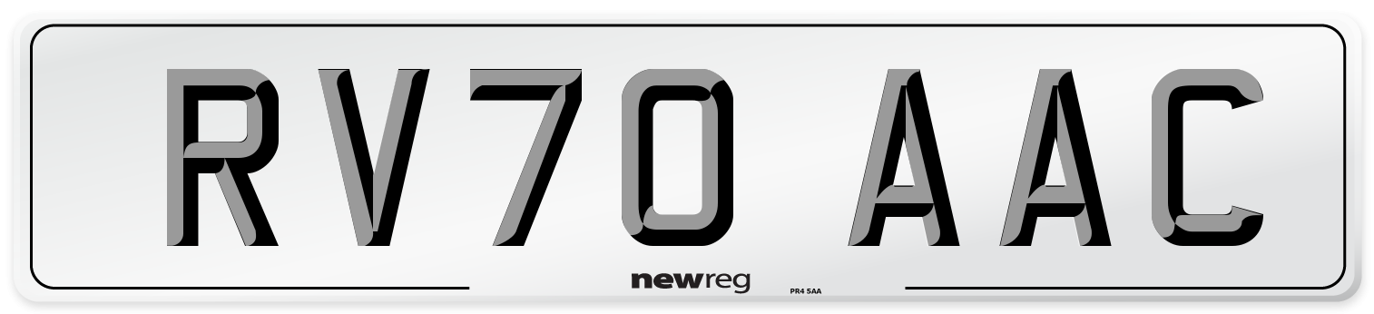 RV70 AAC Number Plate from New Reg